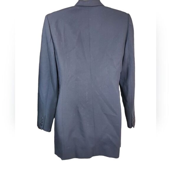 LIZ CLAIBORNE one-button blue wool blazer 4 - Picture 3 of 11